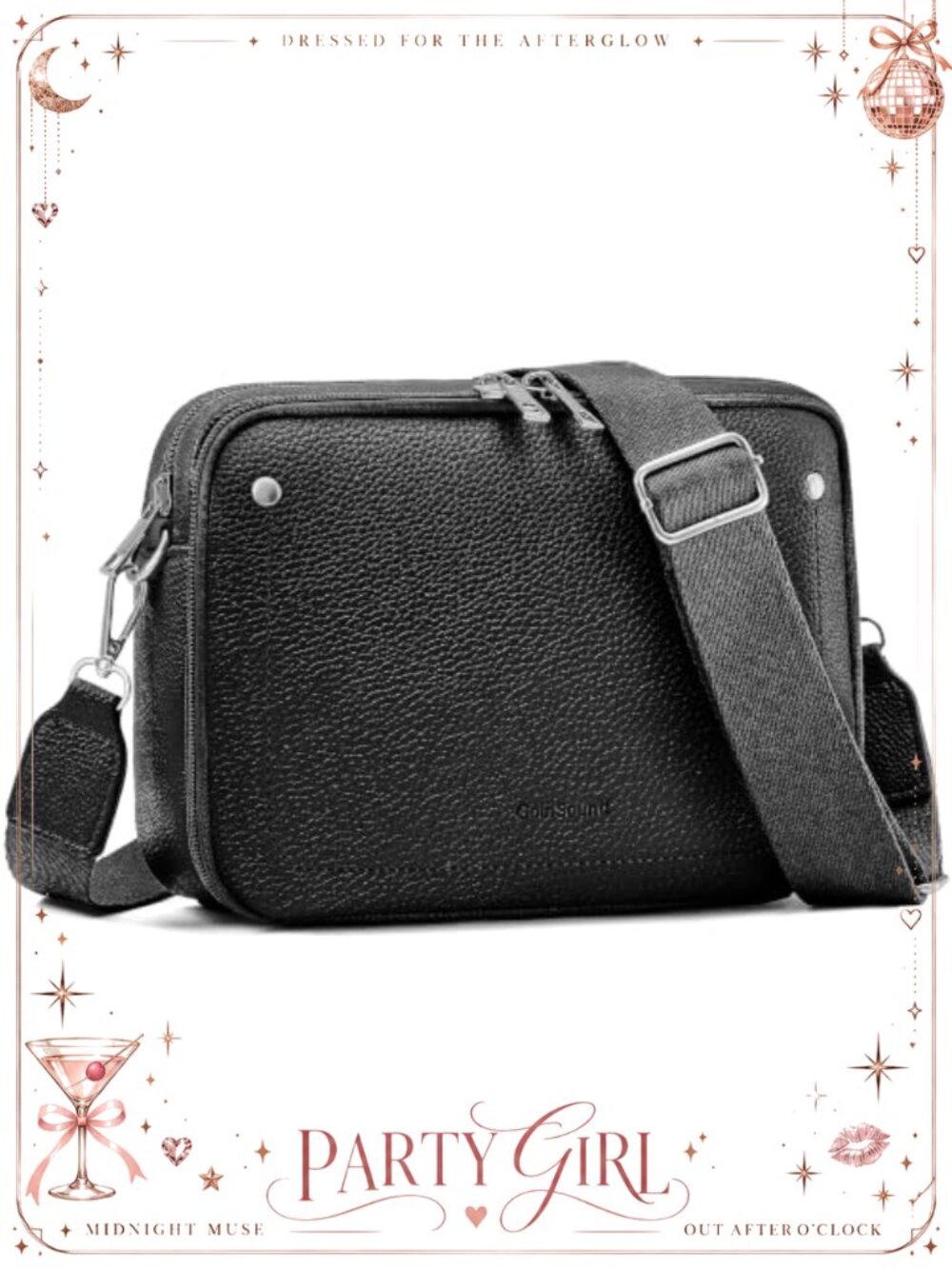 RFID Crossbody Bag Vegan Leather Purse Detachable Strap